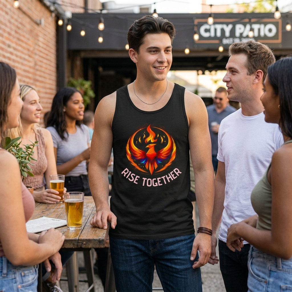 Phoenix "Rise Together" Graphic Tank Top | Men's Inspirational Muscle Tee