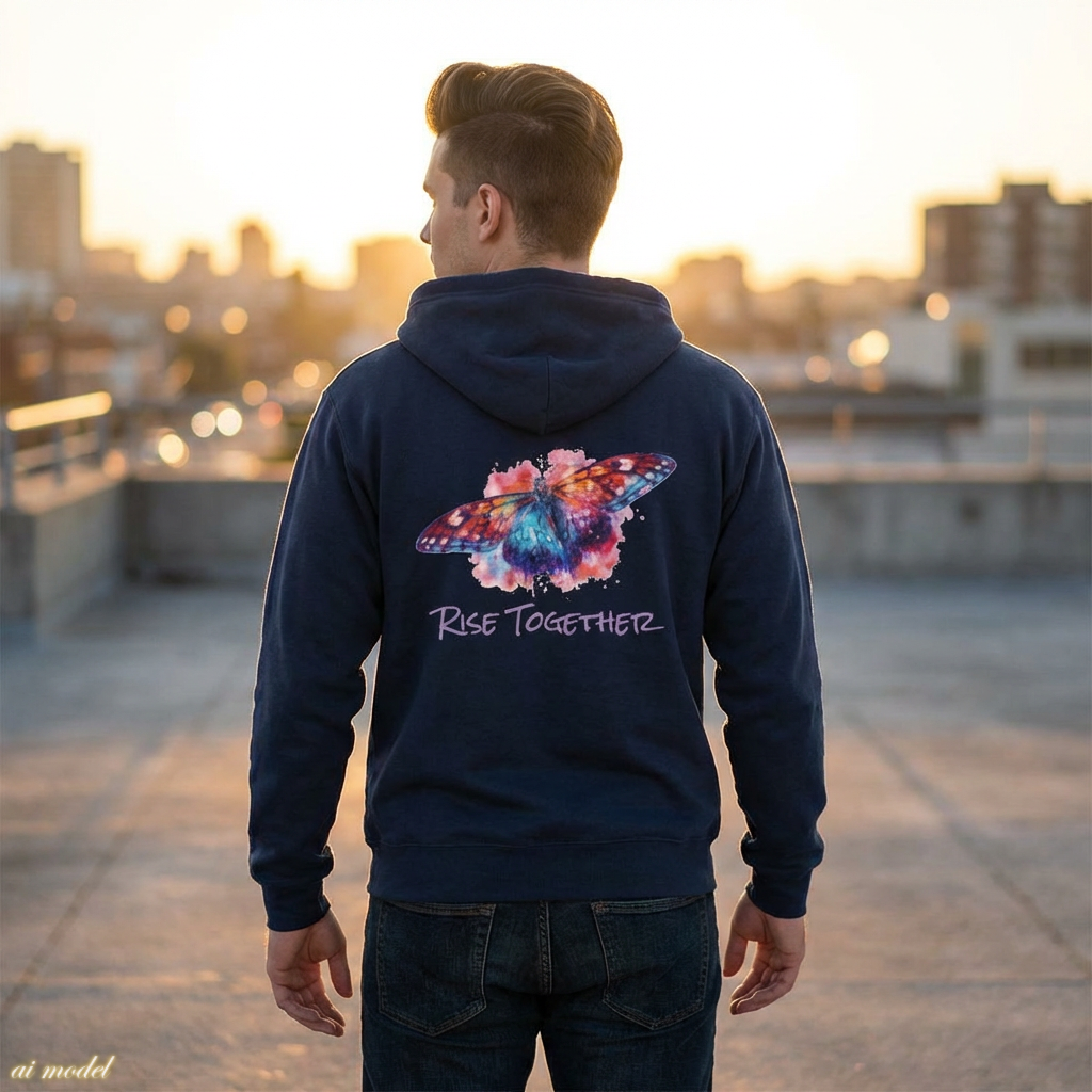 Butterfly Zip Hoodie | Rise Together Inspirational Zip-Up Sweatshirt