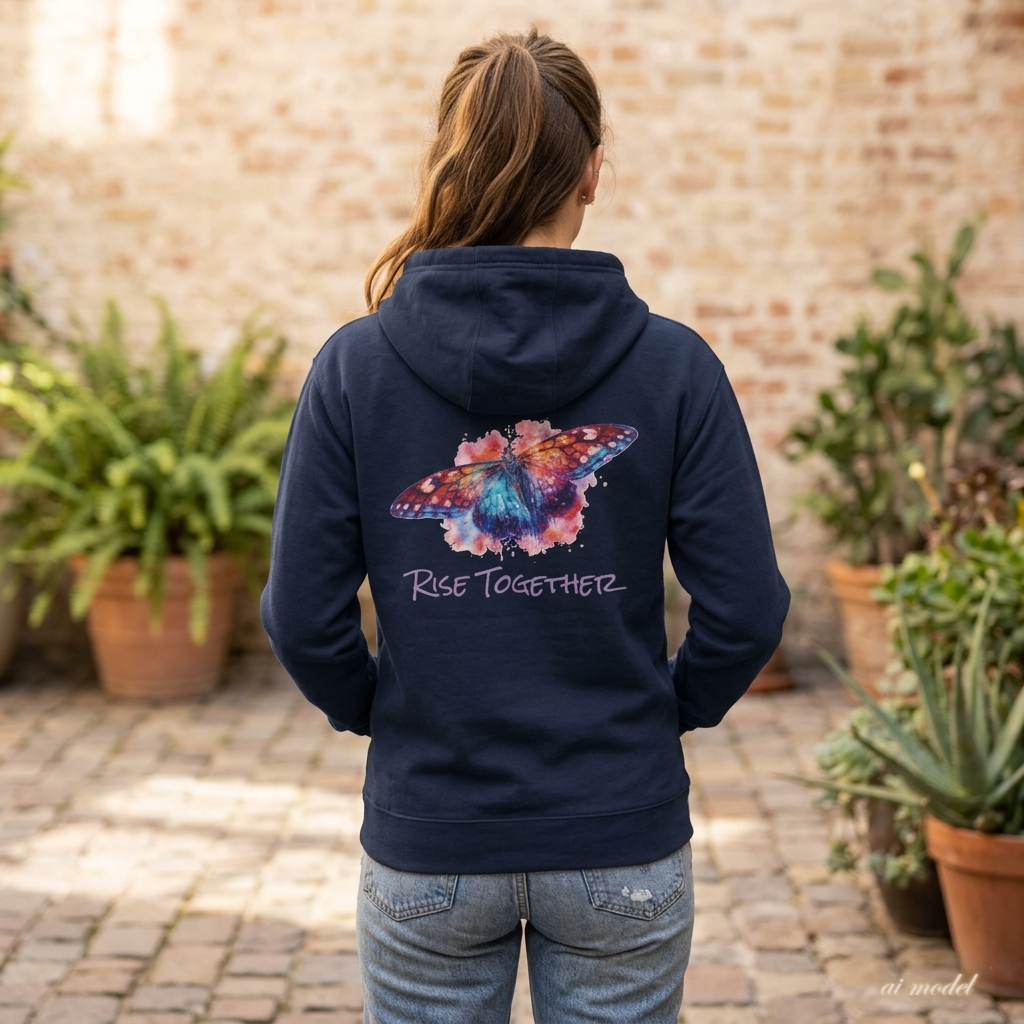 Butterfly Zip Hoodie | Rise Together Inspirational Zip-Up Sweatshirt