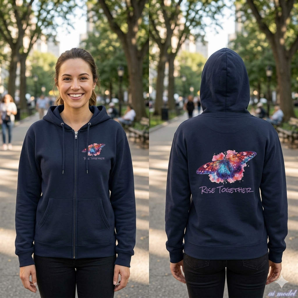 Butterfly Zip Hoodie | Rise Together Inspirational Zip-Up Sweatshirt