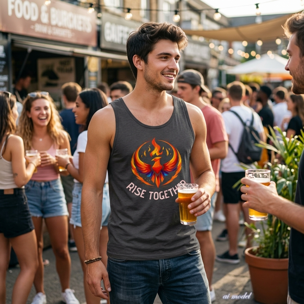 Phoenix "Rise Together" Graphic Tank Top | Men's Inspirational Muscle Tee