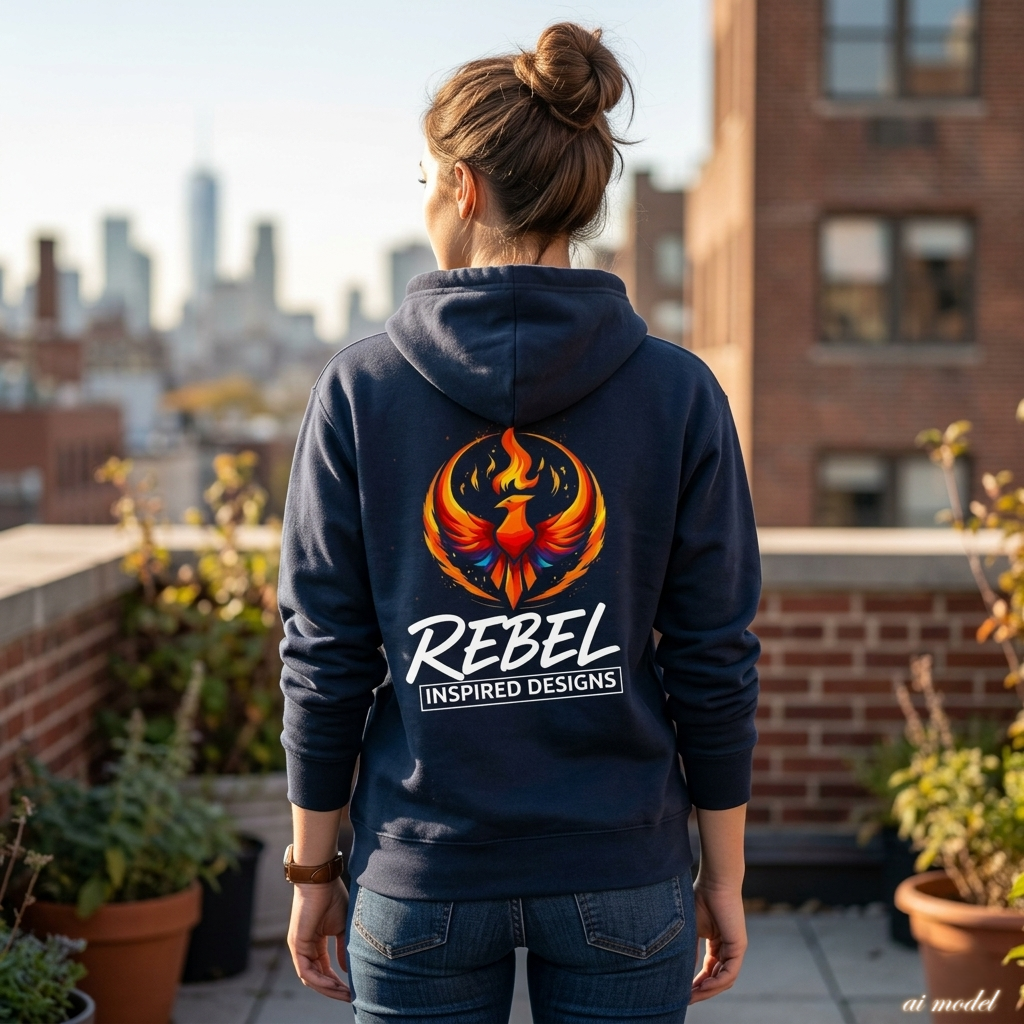 Rising Phoenix Full-Zip Hoodie | Rebel Phoenix Logo Hooded Sweatshirt