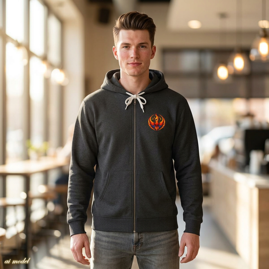 Rising Phoenix Full-Zip Hoodie | Rebel Phoenix Logo Hooded Sweatshirt