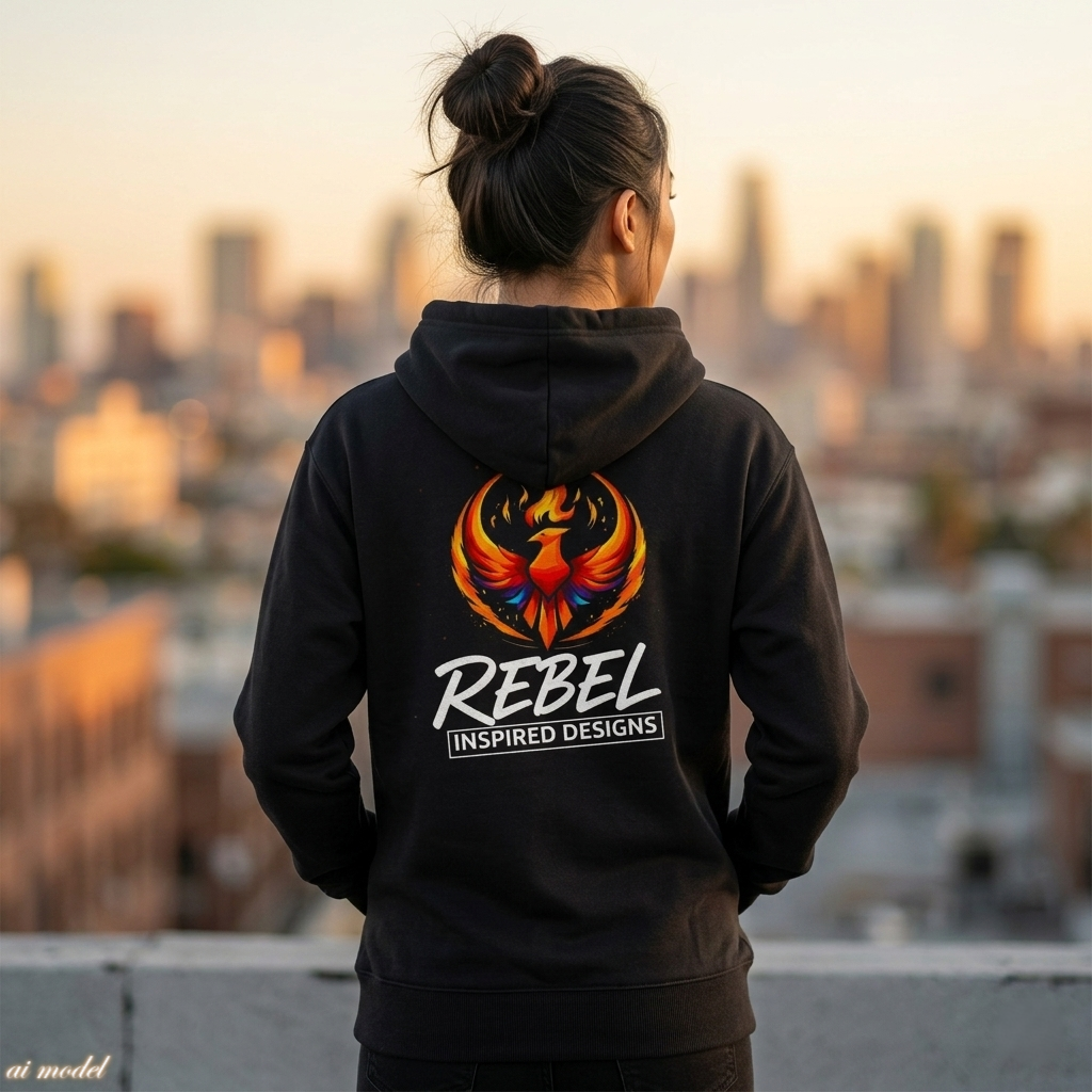Rising Phoenix Full-Zip Hoodie | Rebel Phoenix Logo Hooded Sweatshirt