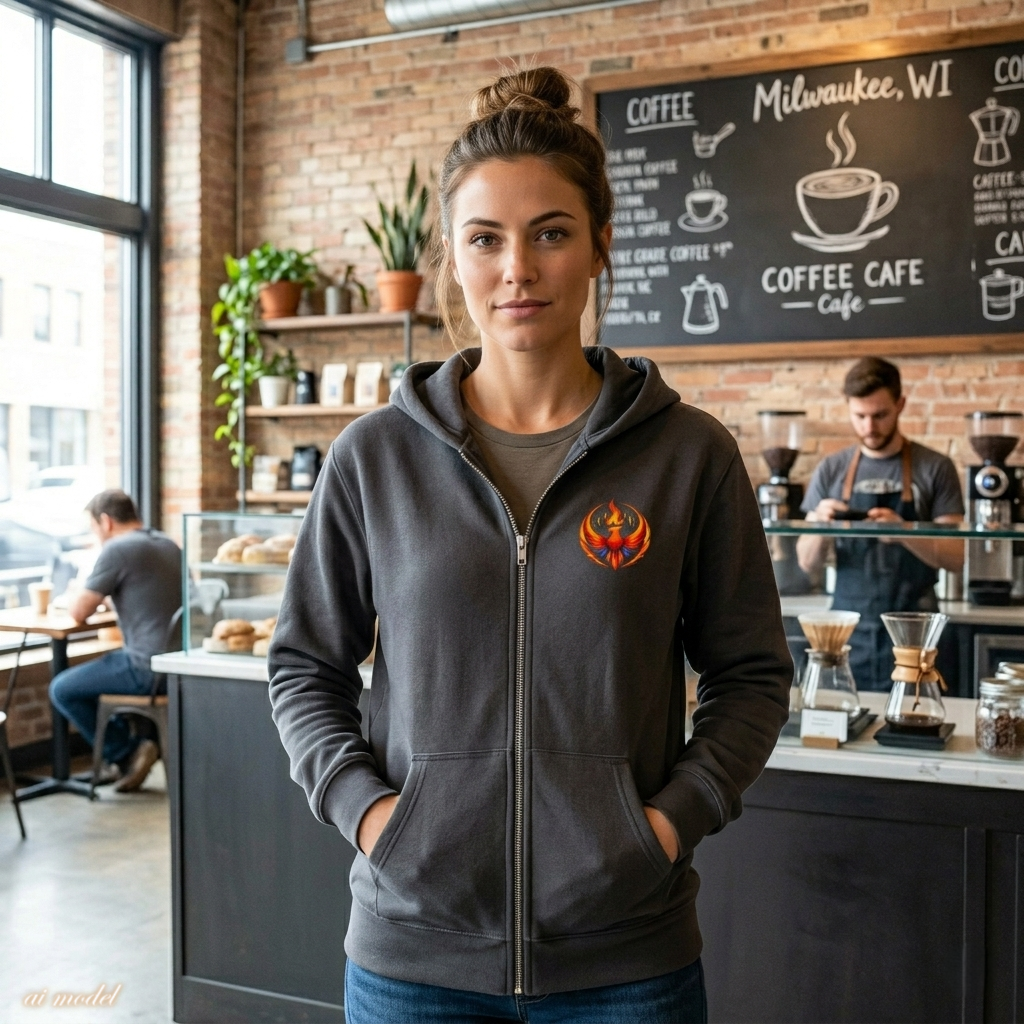 Rising Phoenix Full-Zip Hoodie | Rebel Phoenix Logo Hooded Sweatshirt