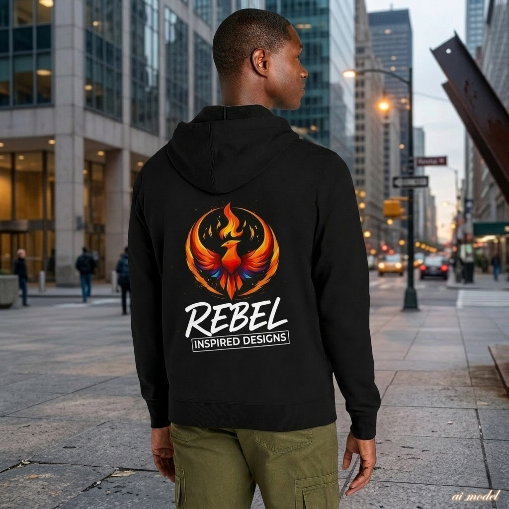 Rising Phoenix Full-Zip Hoodie | Rebel Phoenix Logo Hooded Sweatshirt