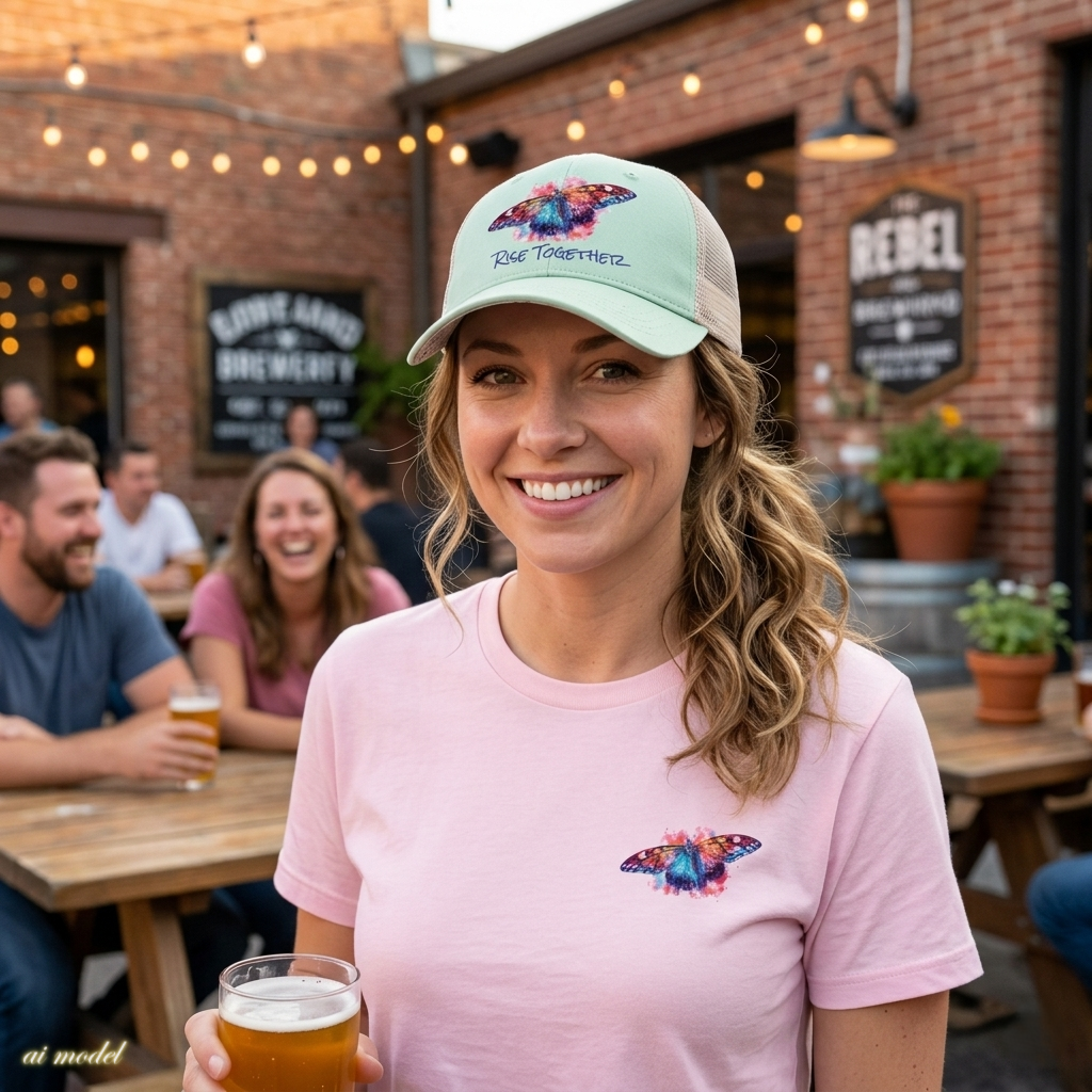 Butterfly Rise Together Mesh-Back Cap | Women's Washed Snap-Back Hat | Inspirational Gift
