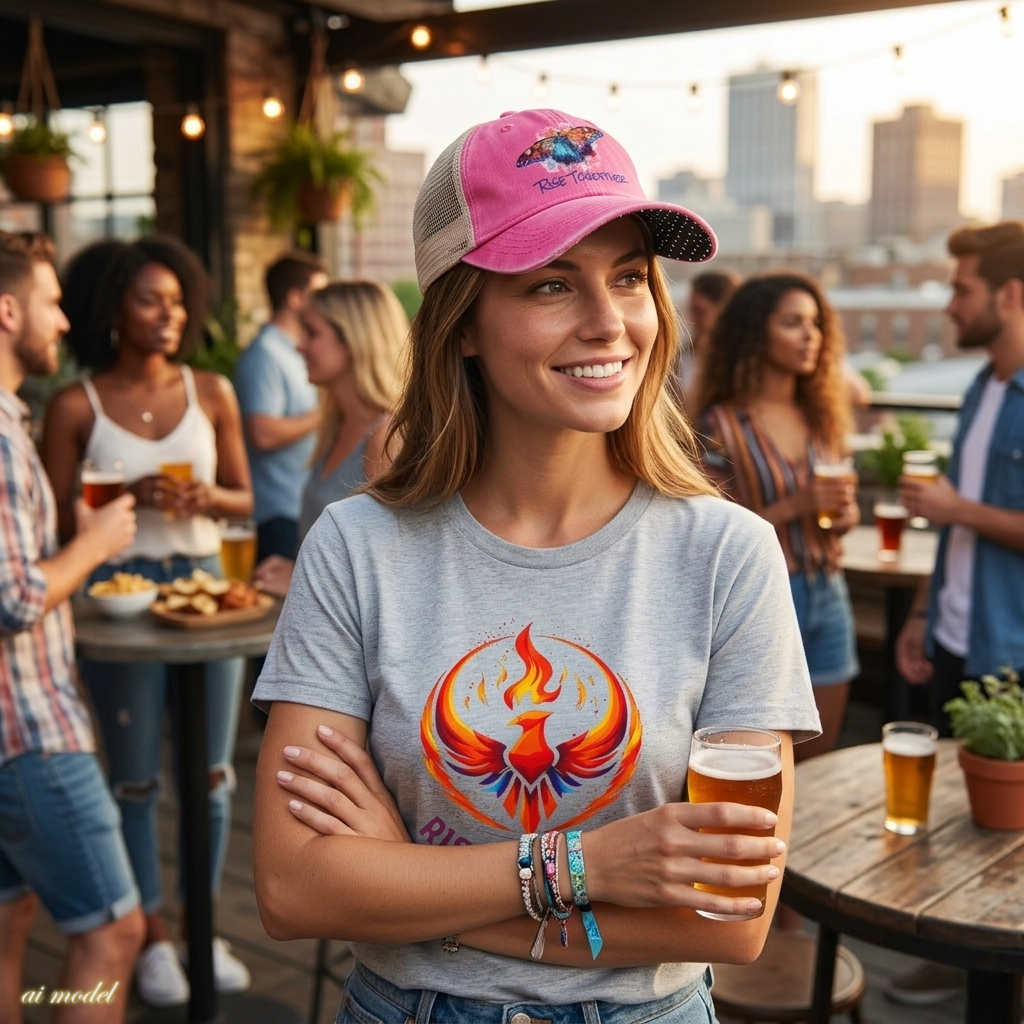 Butterfly Rise Together Mesh-Back Cap | Women's Washed Snap-Back Hat | Inspirational Gift
