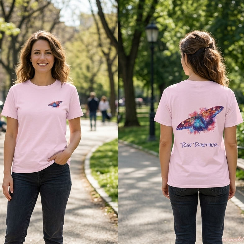 Butterfly Rise Together T-Shirt | Watercolor Inspirational Butterfly Tee | Equality Advocacy Gift