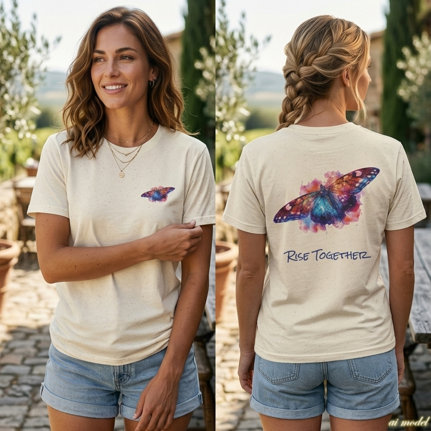 Butterfly Rise Together T-Shirt | Watercolor Inspirational Butterfly Tee | Equality Advocacy Gift