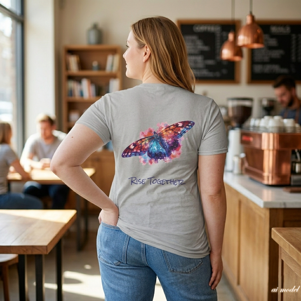 Butterfly Rise Together T-Shirt | Watercolor Inspirational Butterfly Tee | Equality Advocacy Gift