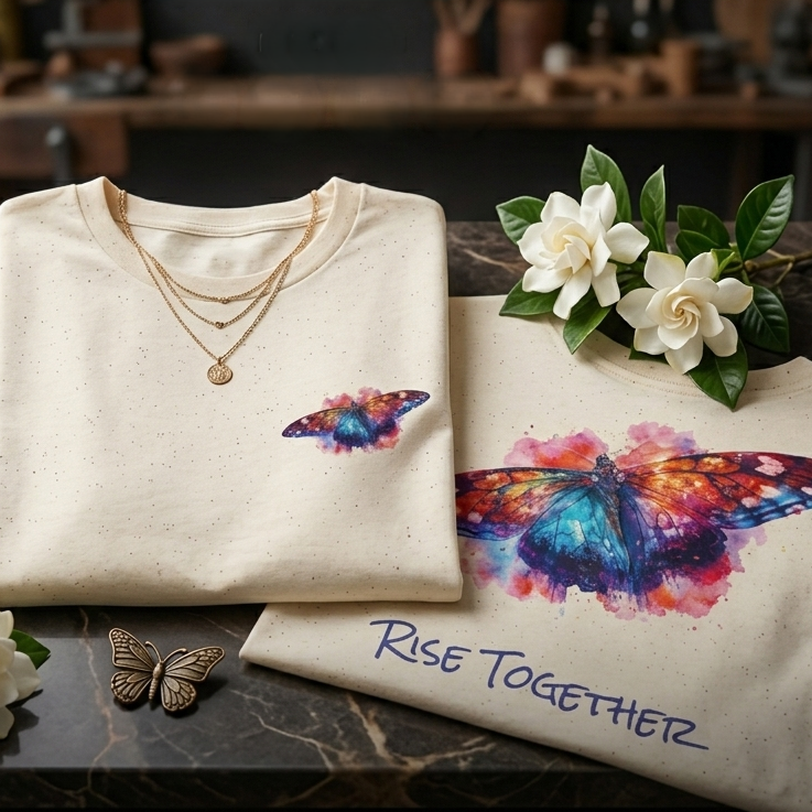 Butterfly Rise Together T-Shirt | Watercolor Inspirational Butterfly Tee | Equality Advocacy Gift