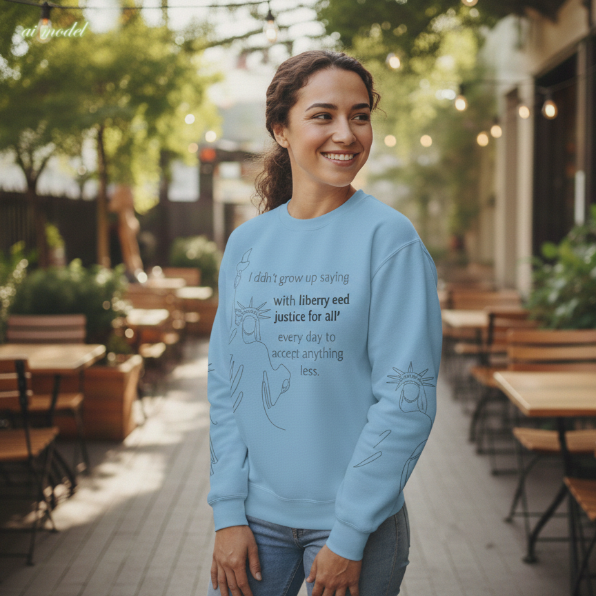 Liberty and Justice Crewneck Sweatshirt | Statue of Liberty Pullover | Equality and Freedom Gift