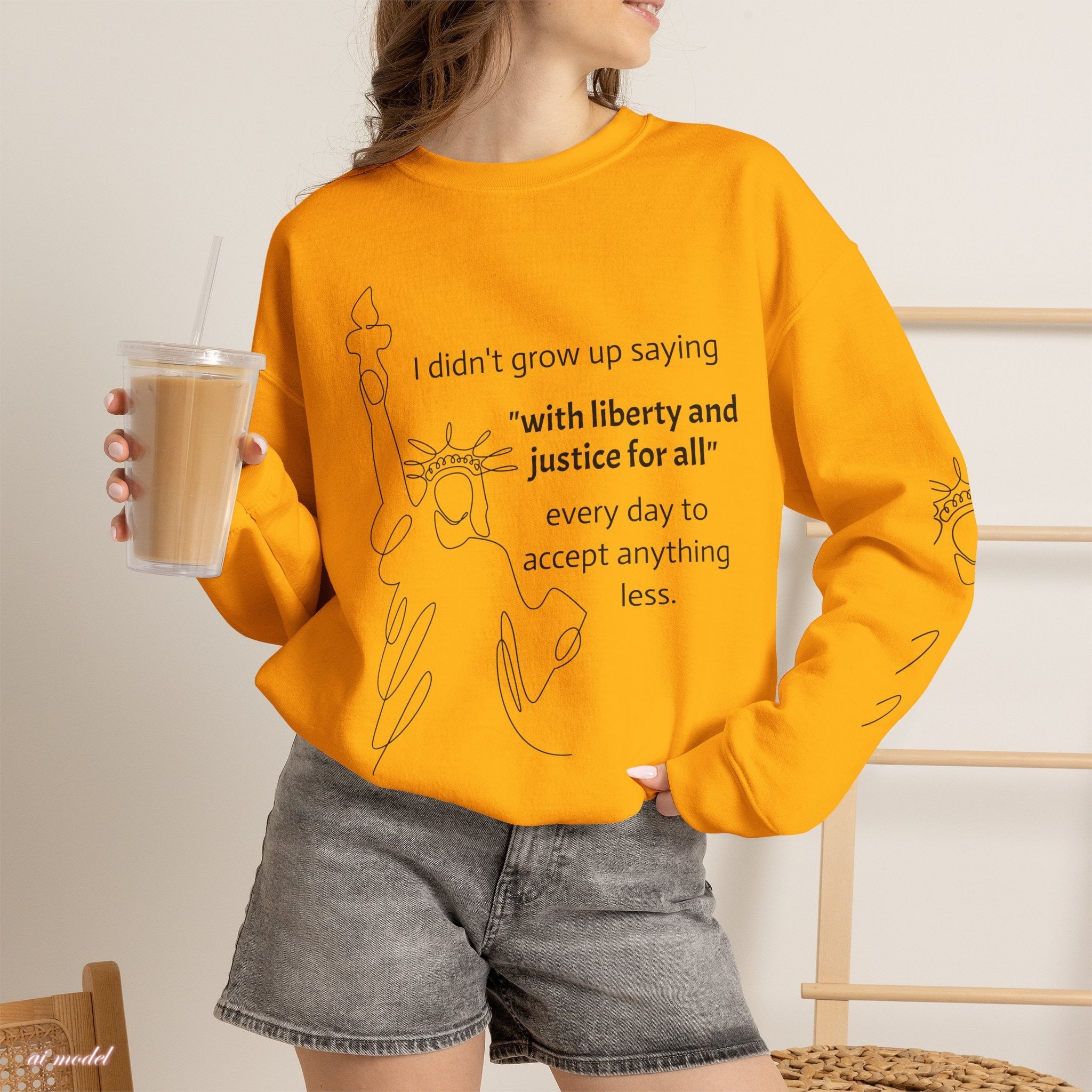 Liberty and Justice Crewneck Sweatshirt | Statue of Liberty Pullover | Equality and Freedom Gift