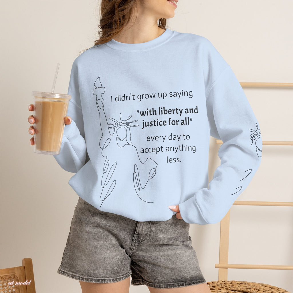 Liberty and Justice Crewneck Sweatshirt | Statue of Liberty Pullover | Equality and Freedom Gift