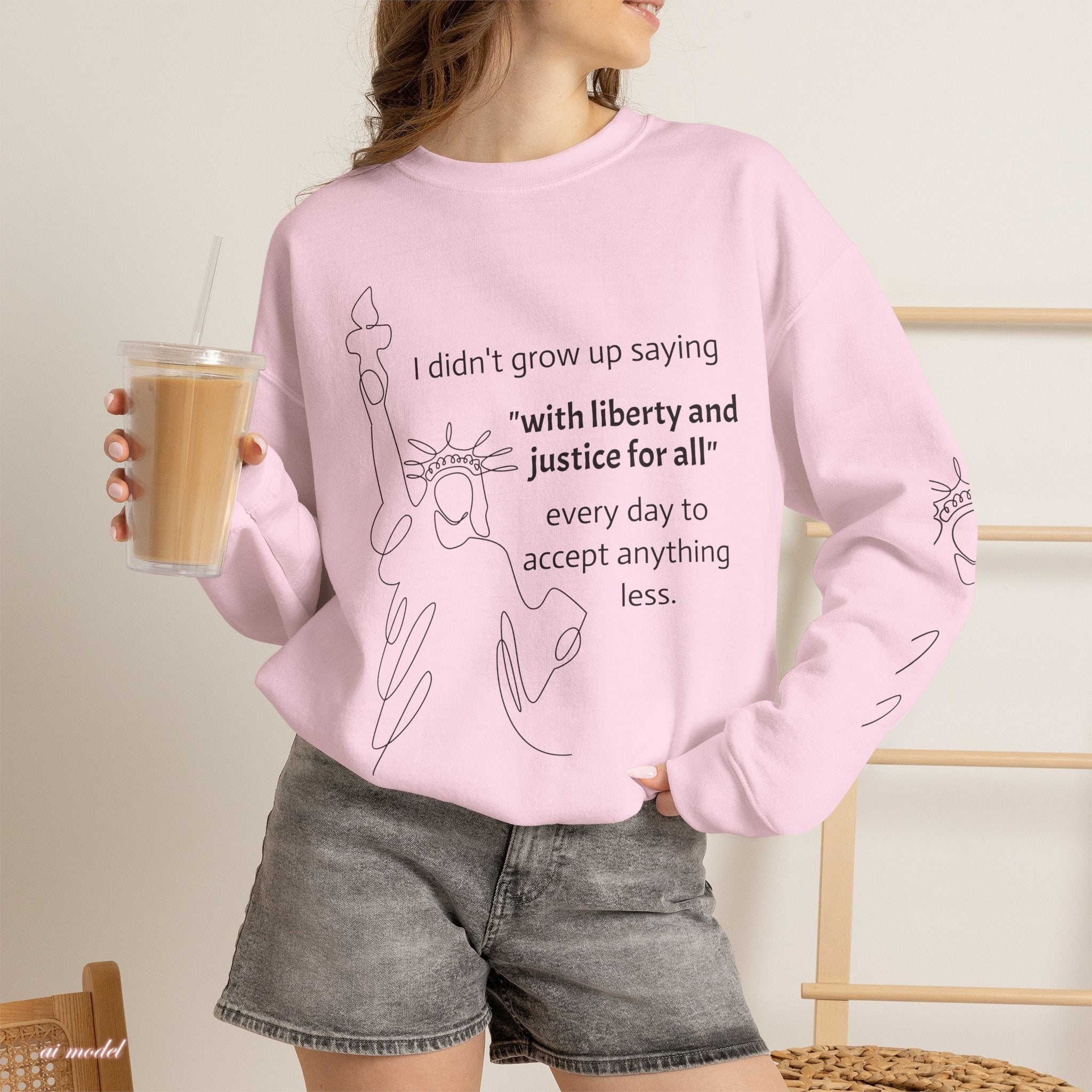 Liberty and Justice Crewneck Sweatshirt | Statue of Liberty Pullover | Equality and Freedom Gift