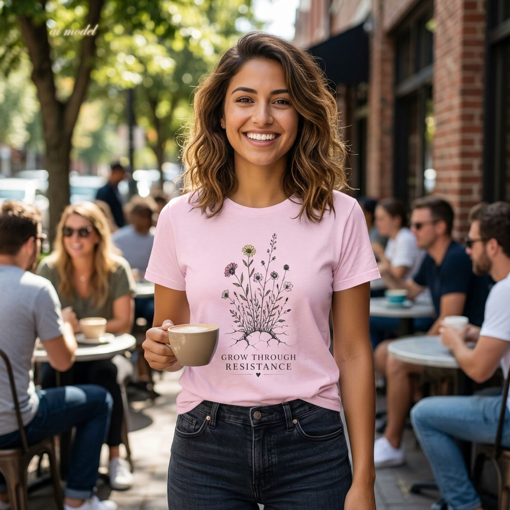 Grow Through Resistance T-Shirt | Wildflower Activist Shirt | Subtle Resistance Tee | Empowerment Gift