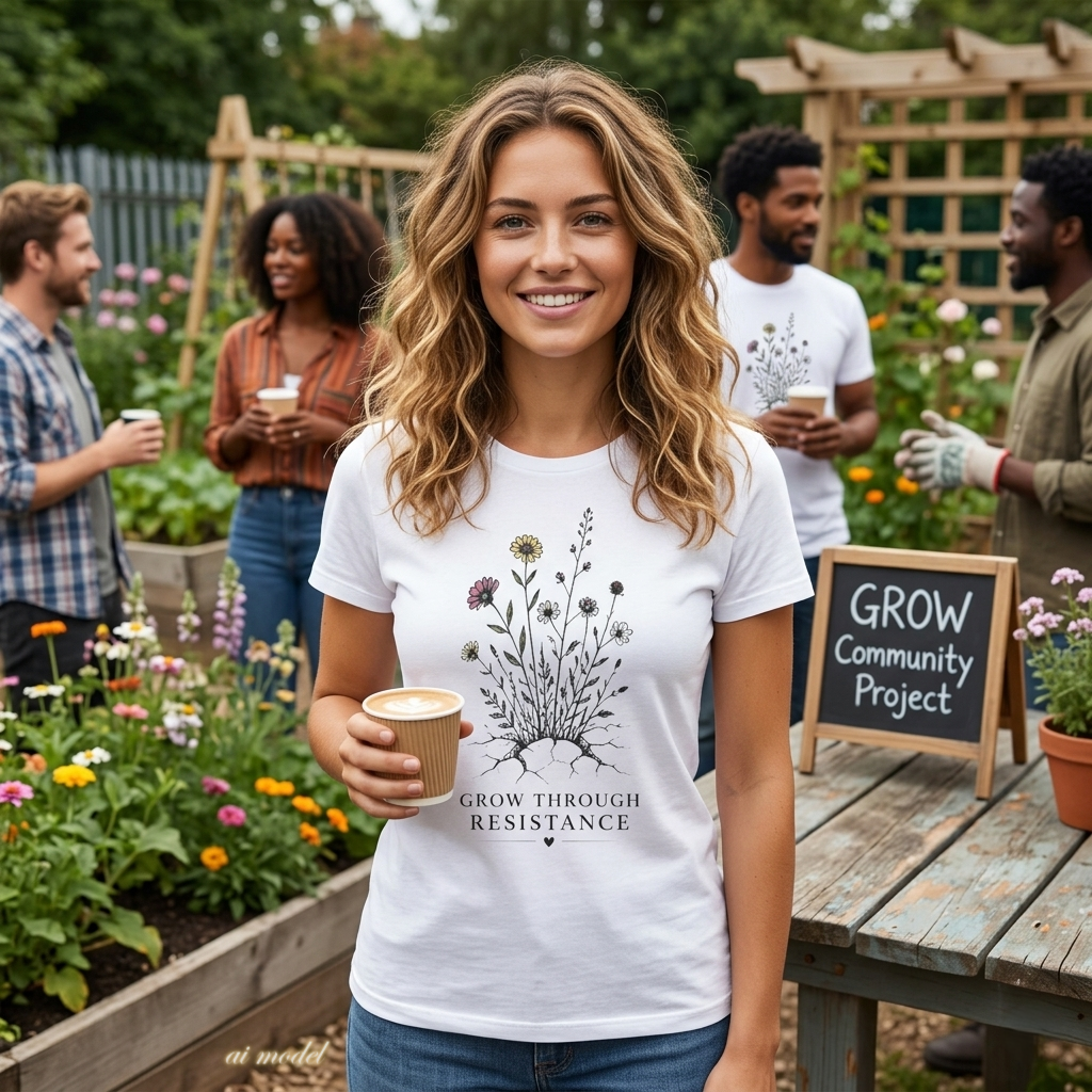 Grow Through Resistance T-Shirt | Wildflower Activist Shirt | Subtle Resistance Tee | Empowerment Gift