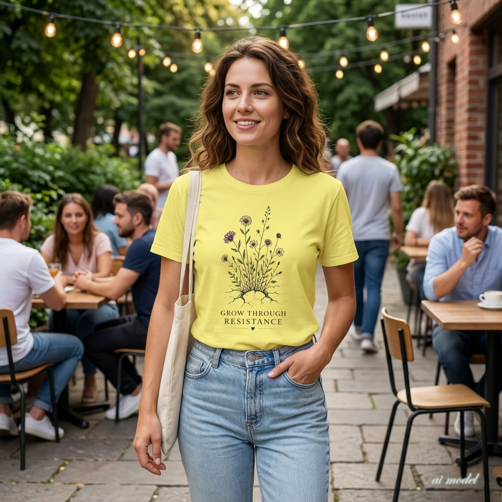 Grow Through Resistance T-Shirt | Wildflower Activist Shirt | Subtle Resistance Tee | Empowerment Gift