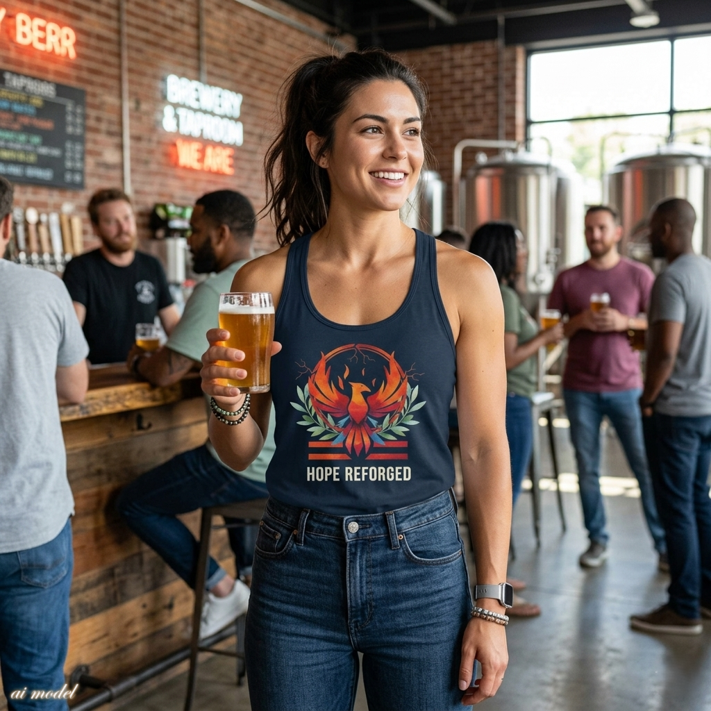 Hope Reforged Tank Top | Rising Phoenix Racerback Tee | Women's Empowerment Gift