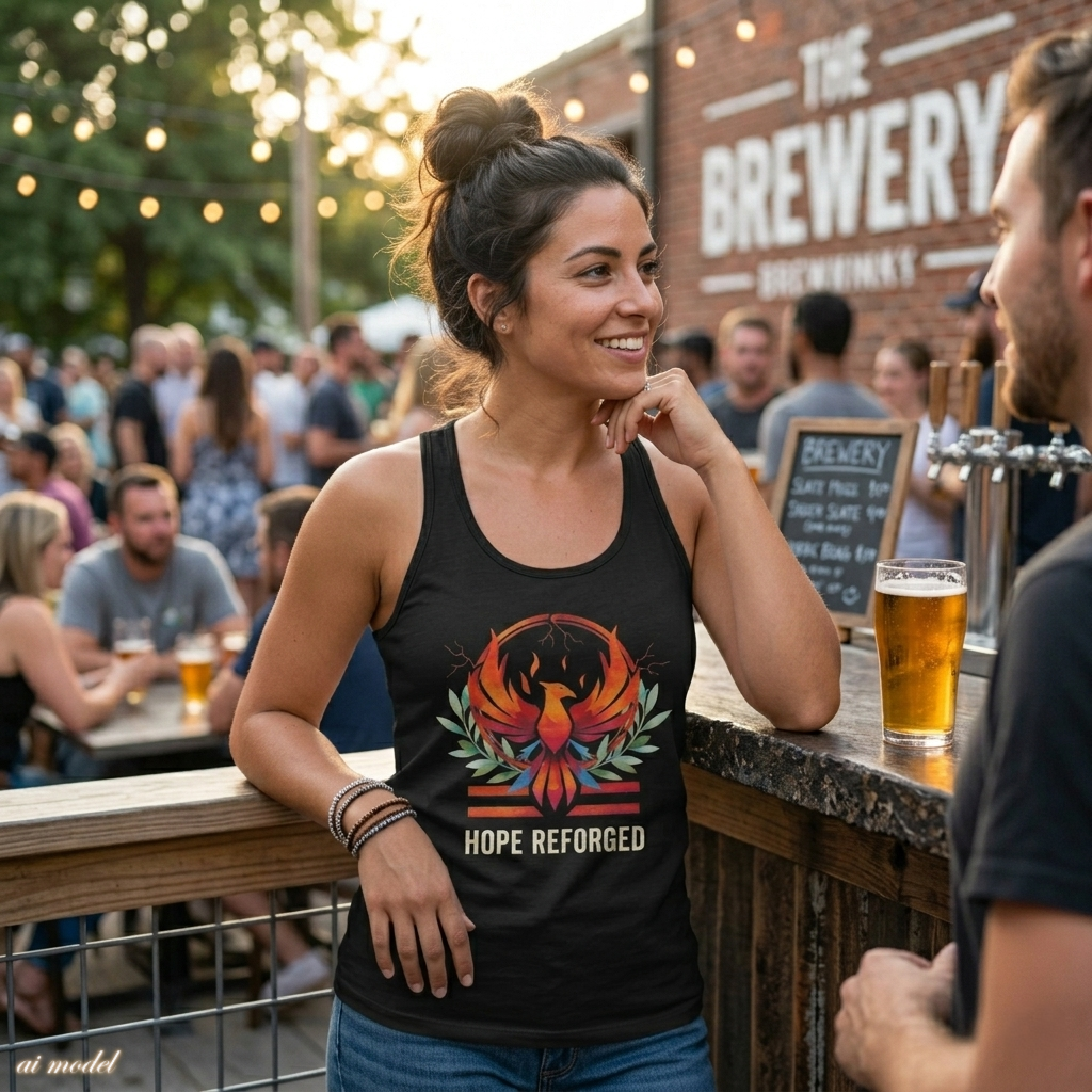 Hope Reforged Tank Top | Rising Phoenix Racerback Tee | Women's Empowerment Gift