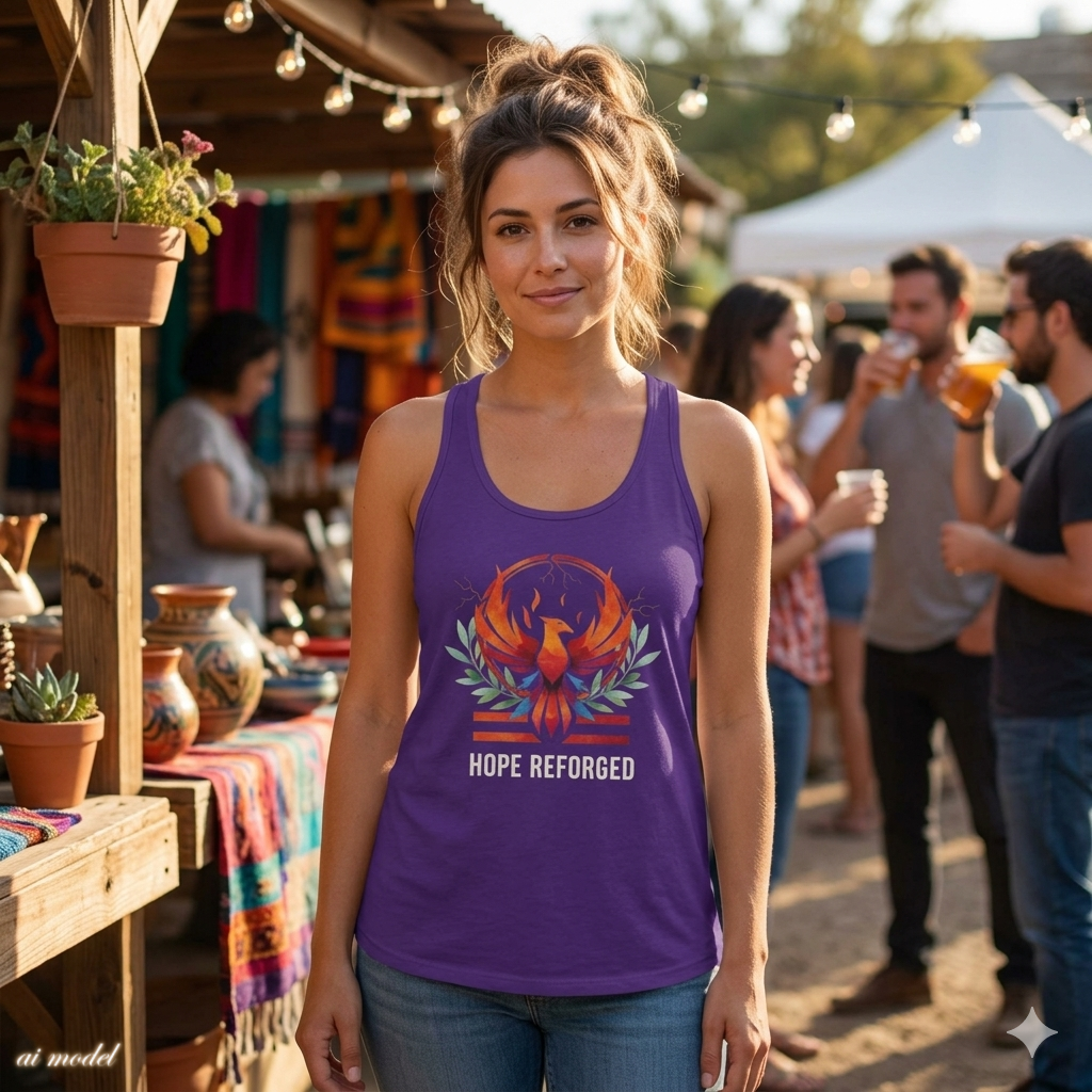 Hope Reforged Tank Top | Rising Phoenix Racerback Tee | Women's Empowerment Gift