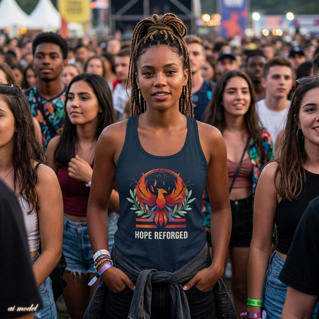 Hope Reforged Tank Top | Rising Phoenix Racerback Tee | Women's Empowerment Gift
