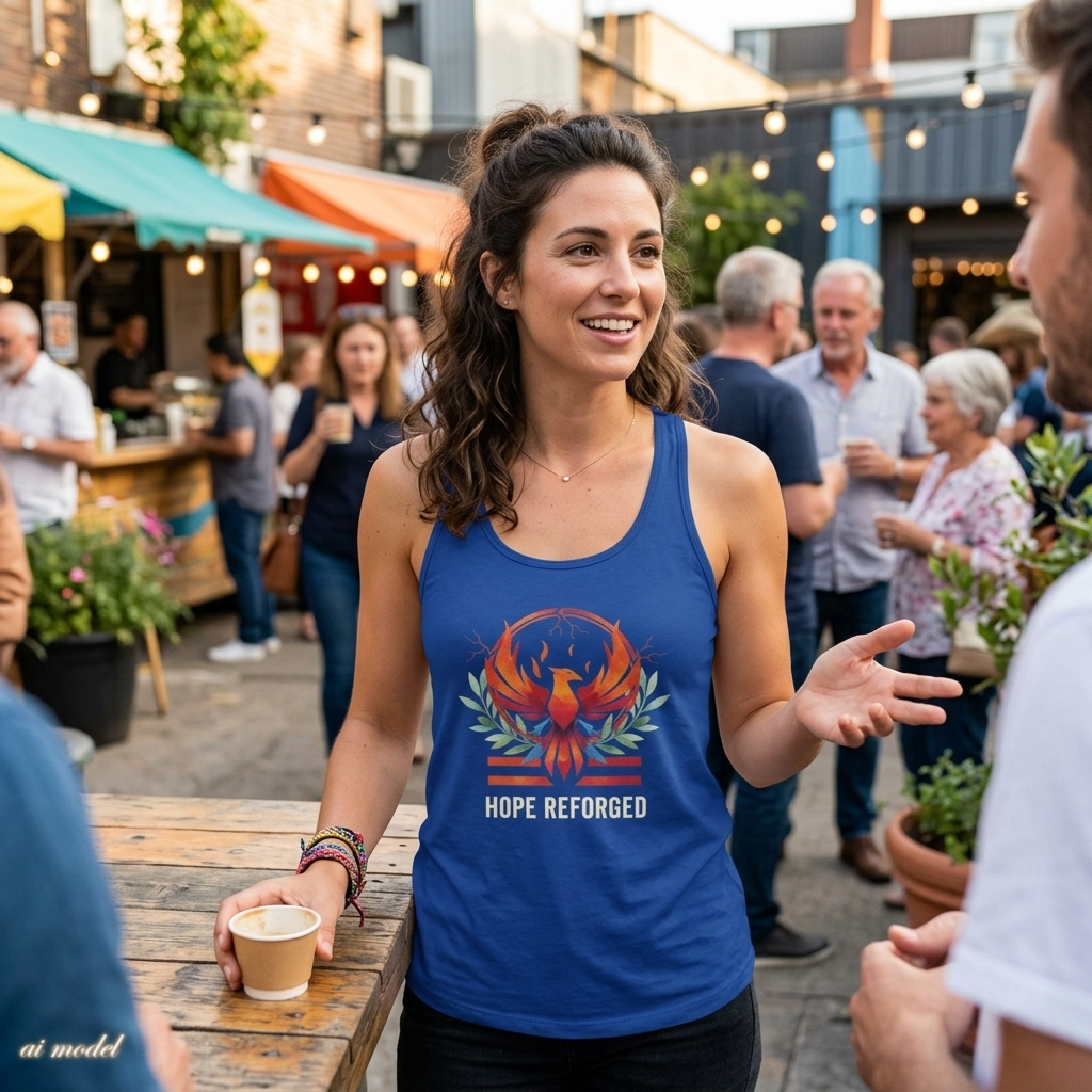Hope Reforged Tank Top | Rising Phoenix Racerback Tee | Women's Empowerment Gift