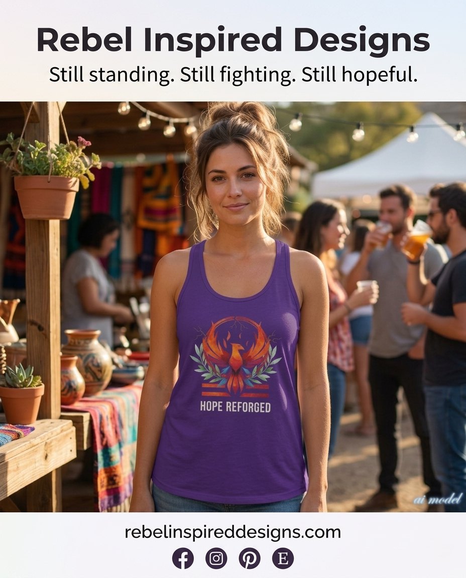 Hope Reforged Tank Top | Rising Phoenix Racerback Tee | Women's Empowerment Gift