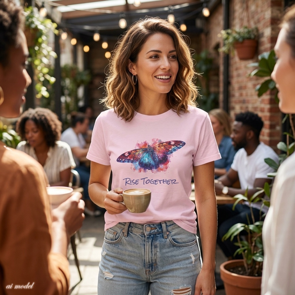Butterfly Rise Together Graphic Tee | Equality Advocacy T-Shirt | Activist Gift