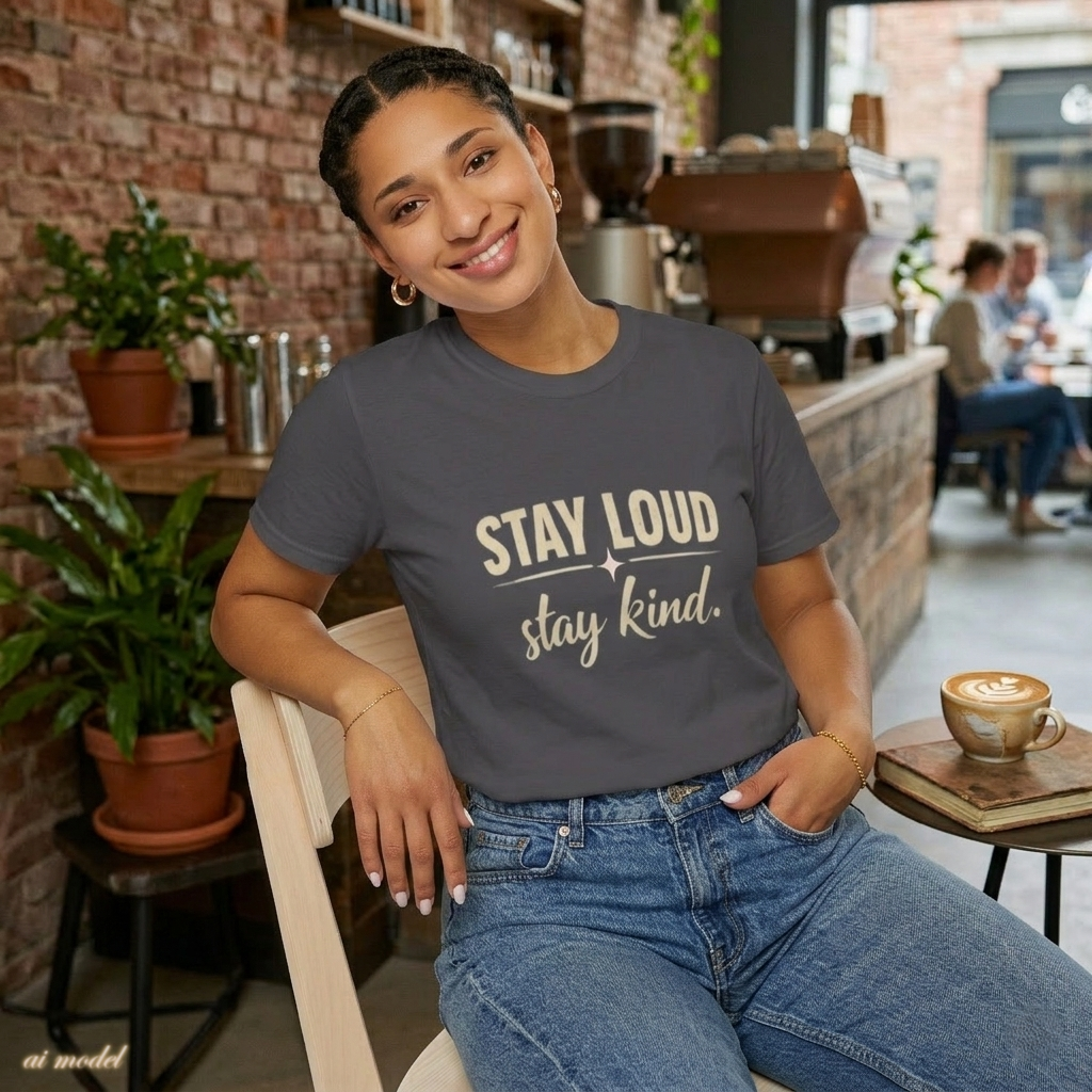Stay Loud Stay Kind T-Shirt | Positive Message Graphic Tee | Activist Gift