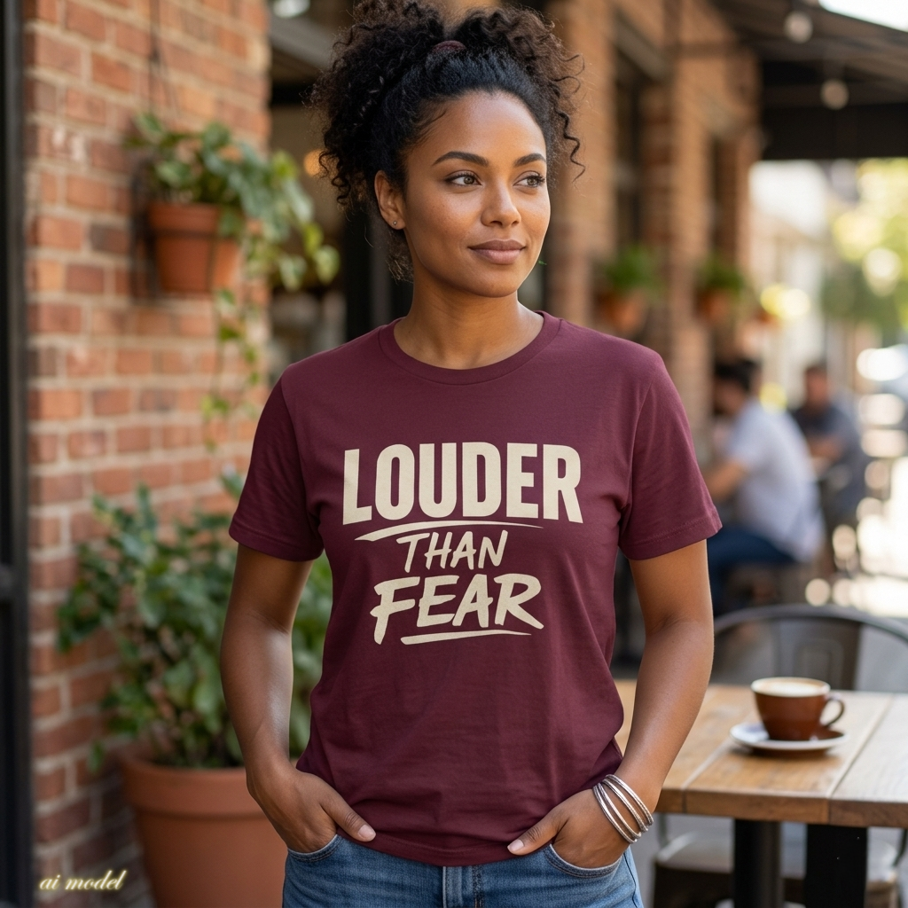 Louder Than Fear T-Shirt | Bold Inspirational Graphic Tee