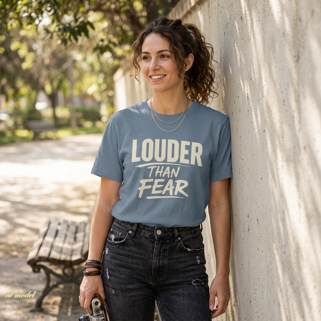 Louder Than Fear T-Shirt | Bold Inspirational Graphic Tee
