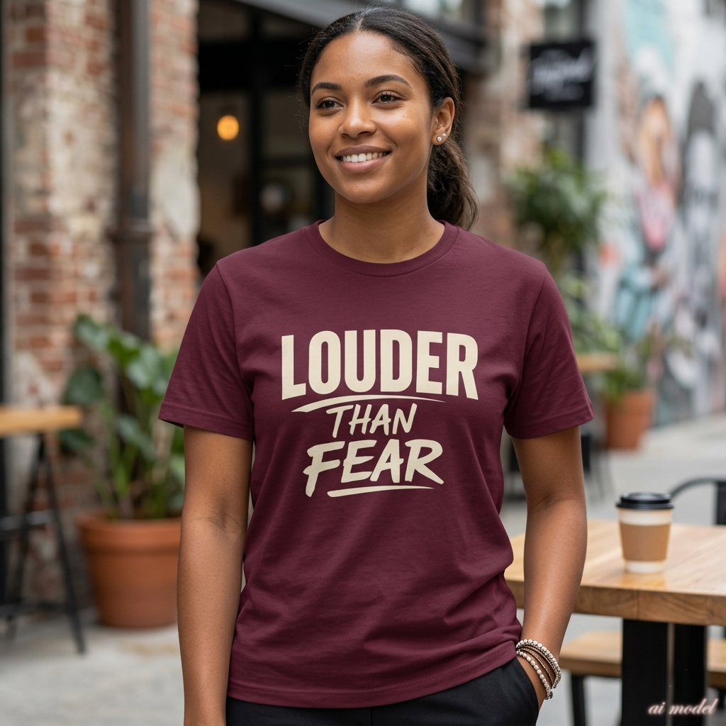 Louder Than Fear T-Shirt | Bold Inspirational Graphic Tee