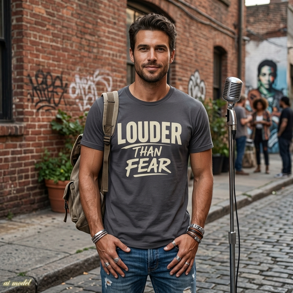 Louder Than Fear T-Shirt | Bold Inspirational Graphic Tee