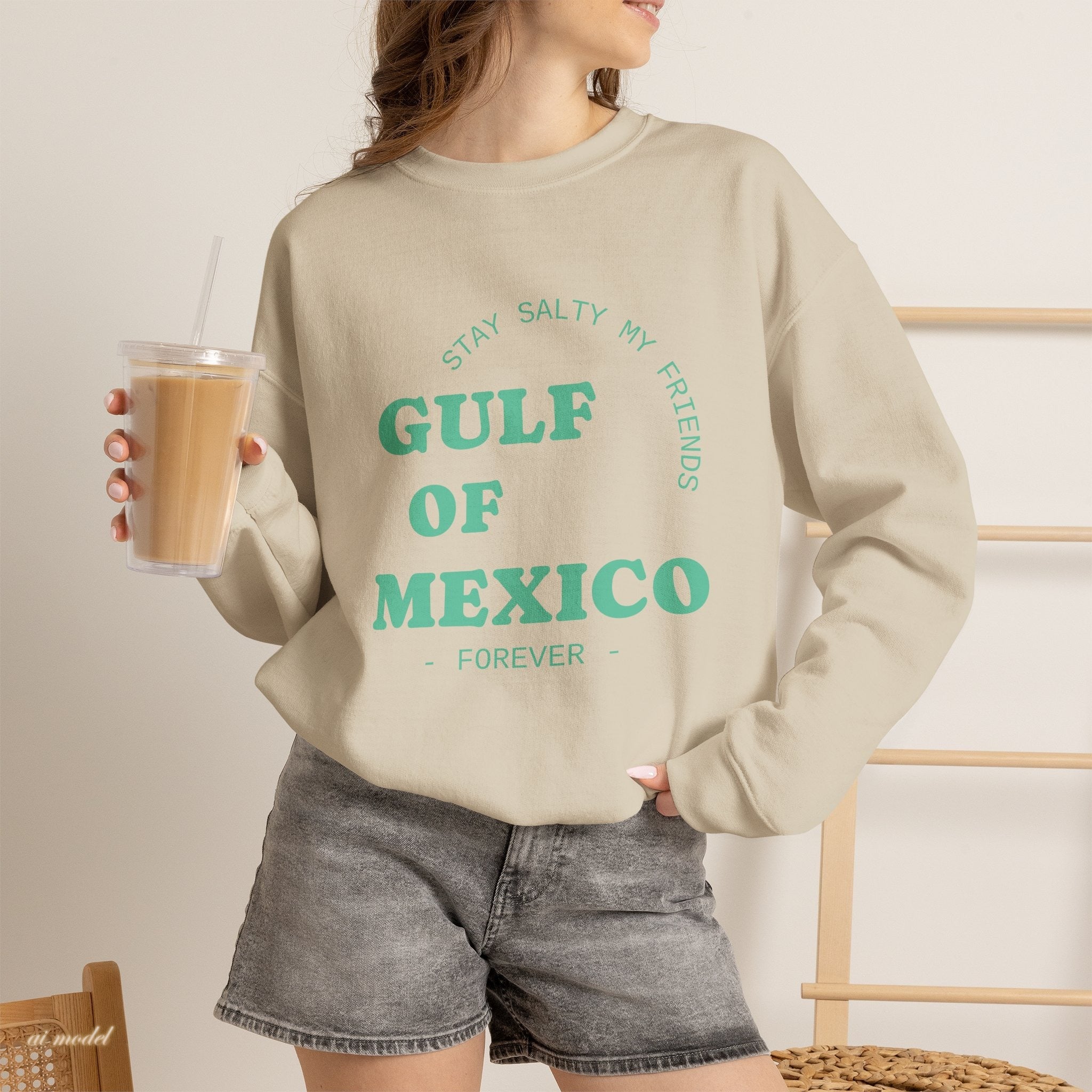 Stay Salty Unisex Sweatshirt, Gulf of Mexico Crewneck, Coastal Humor Vacation Gift