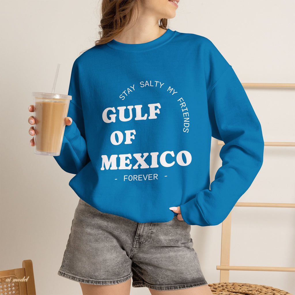 Stay Salty Unisex Sweatshirt, Gulf of Mexico Crewneck, Coastal Humor Vacation Gift