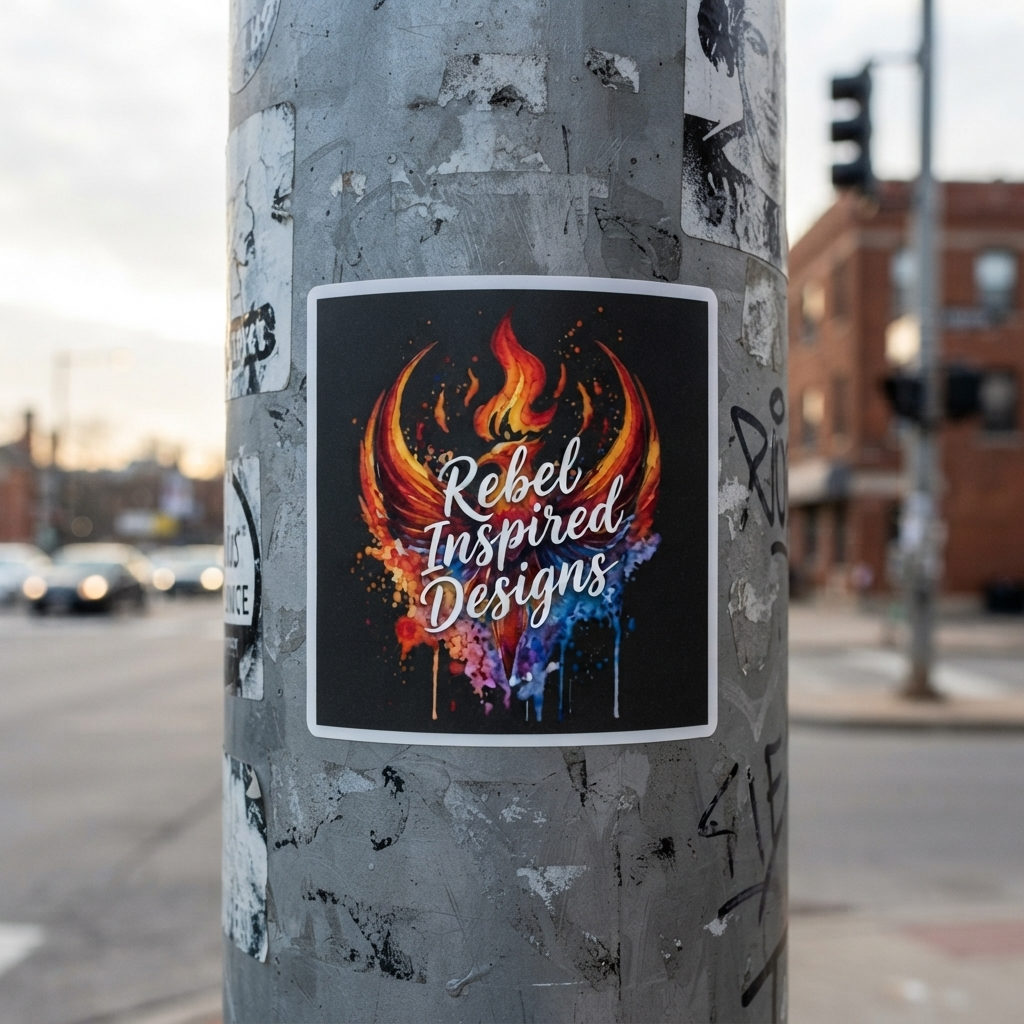 Rebel Inspired Designs Sticker | Fiery Phoenix Splash Decal | Activist Gift