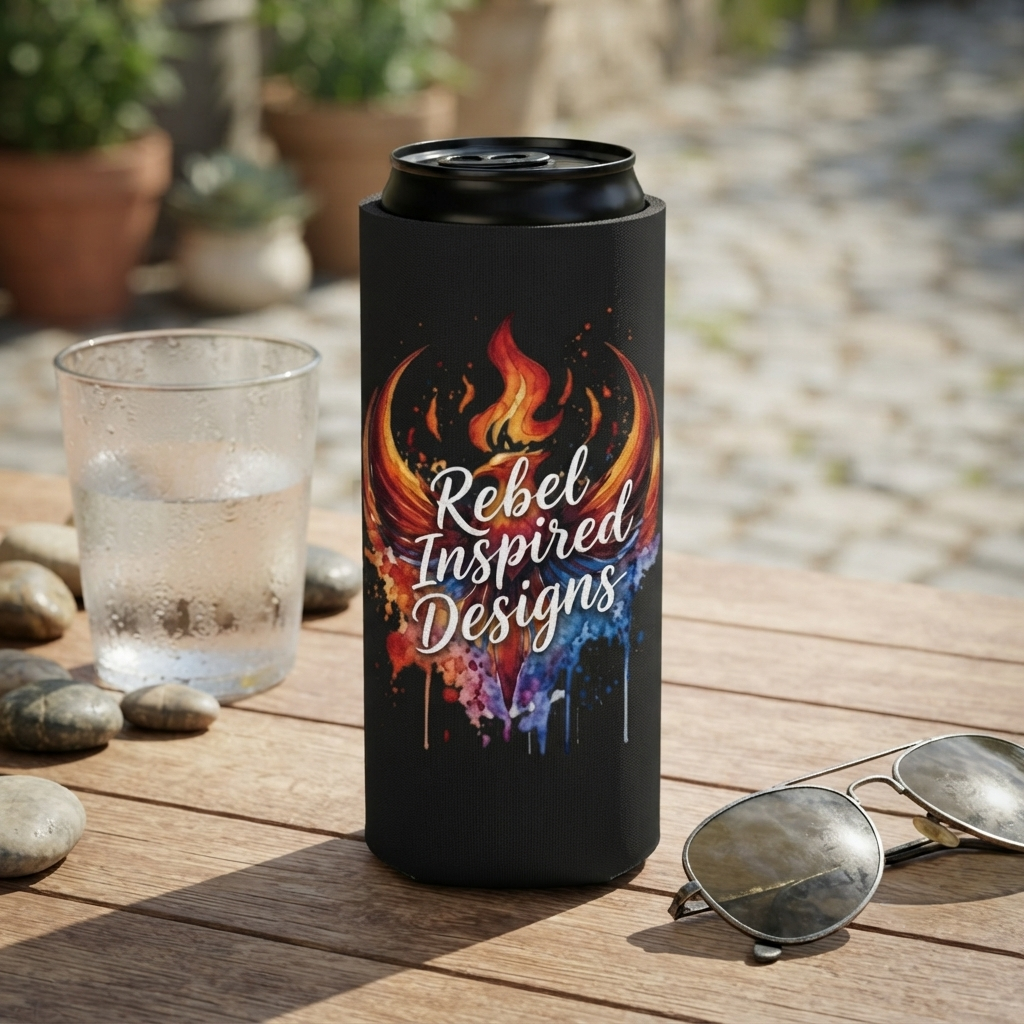 Rebel Inspired Designs Can Cooler | Phoenix Fire Splash Drink Sleeve