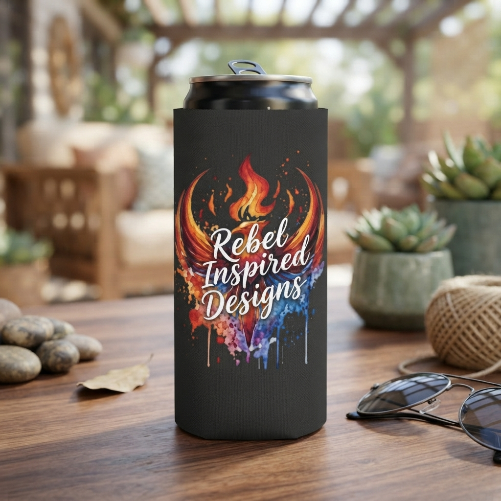 Rebel Inspired Designs Can Cooler | Phoenix Fire Splash Drink Sleeve
