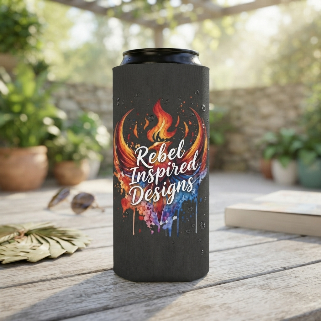 Rebel Inspired Designs Can Cooler | Phoenix Fire Splash Drink Sleeve