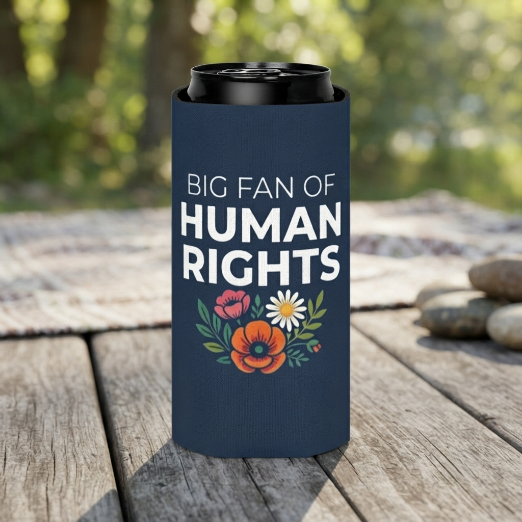Big Fan of Human Rights Can Cooler | Floral Drink Sleeve