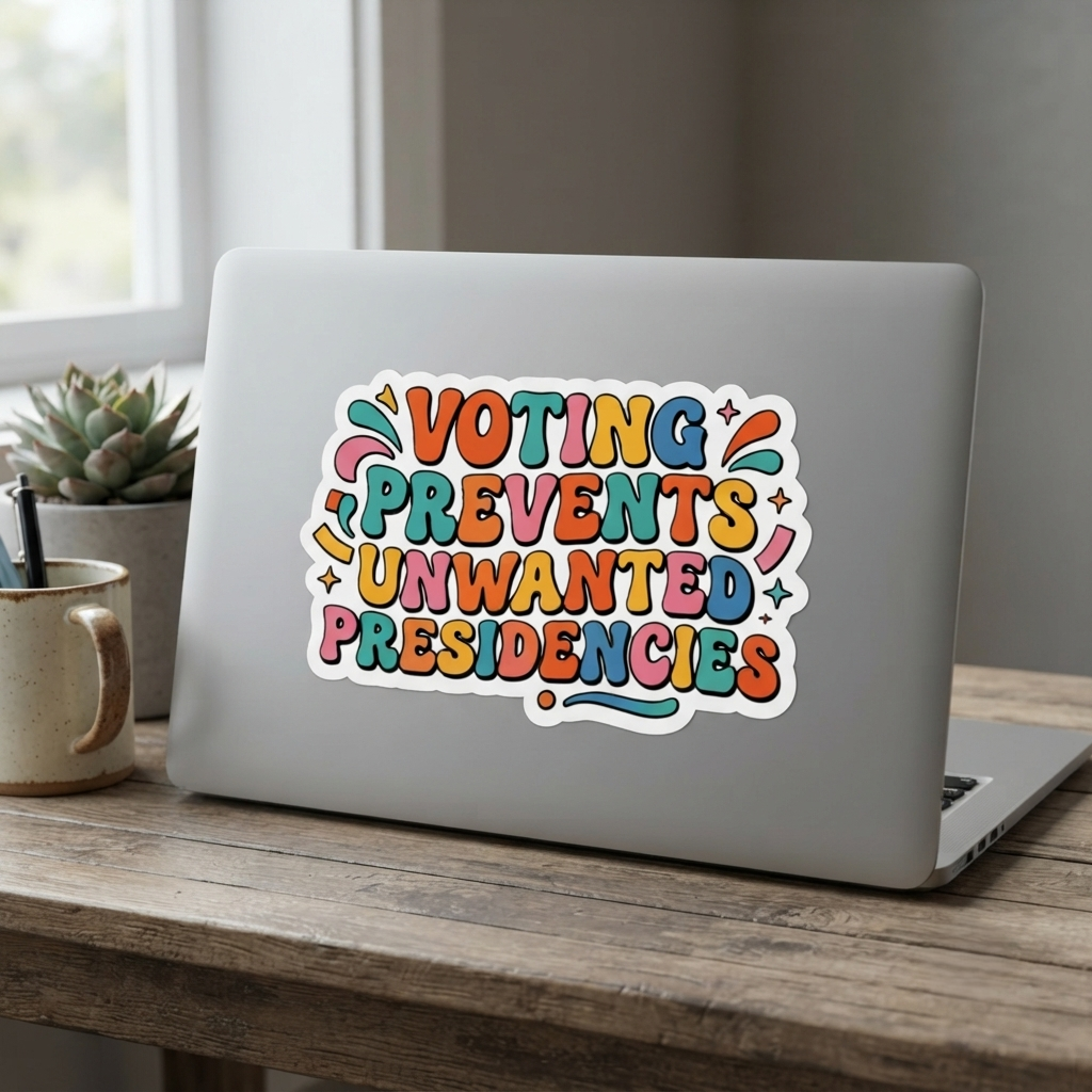 Voting Prevents Unwanted Presidencies Kiss-Cut Sticker | Political Voter Decal