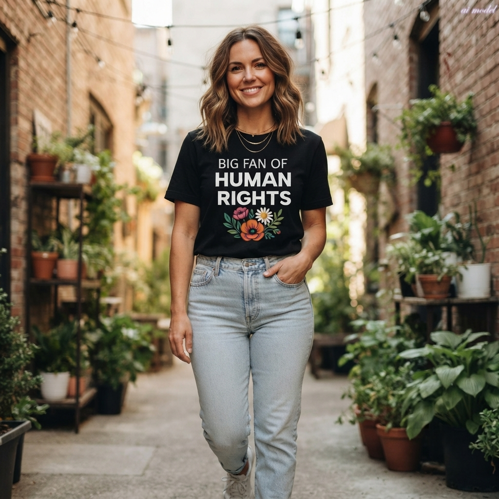 Big Fan of Human Rights T-Shirt | Floral Actvist Tee