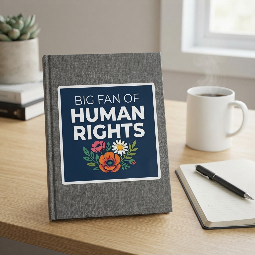 Big Fan of Human Rights Sticker | Floral Illustration Activist Kiss-Cut Decal