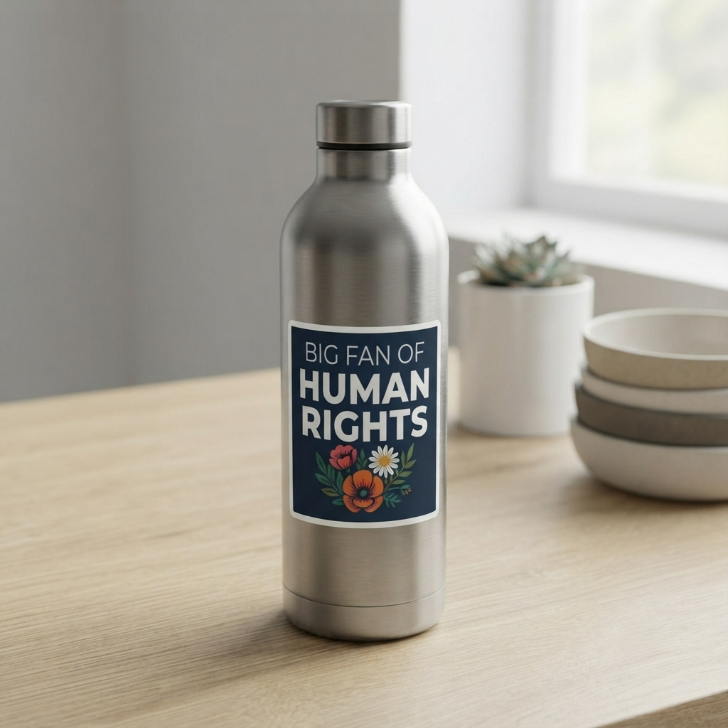 Big Fan of Human Rights Sticker | Floral Illustration Activist Kiss-Cut Decal