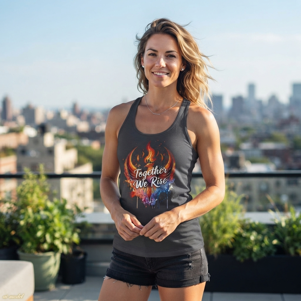 Together We Rise Tank Top | Phoenix Watercolor Racerback Tee | Empowerment Gift