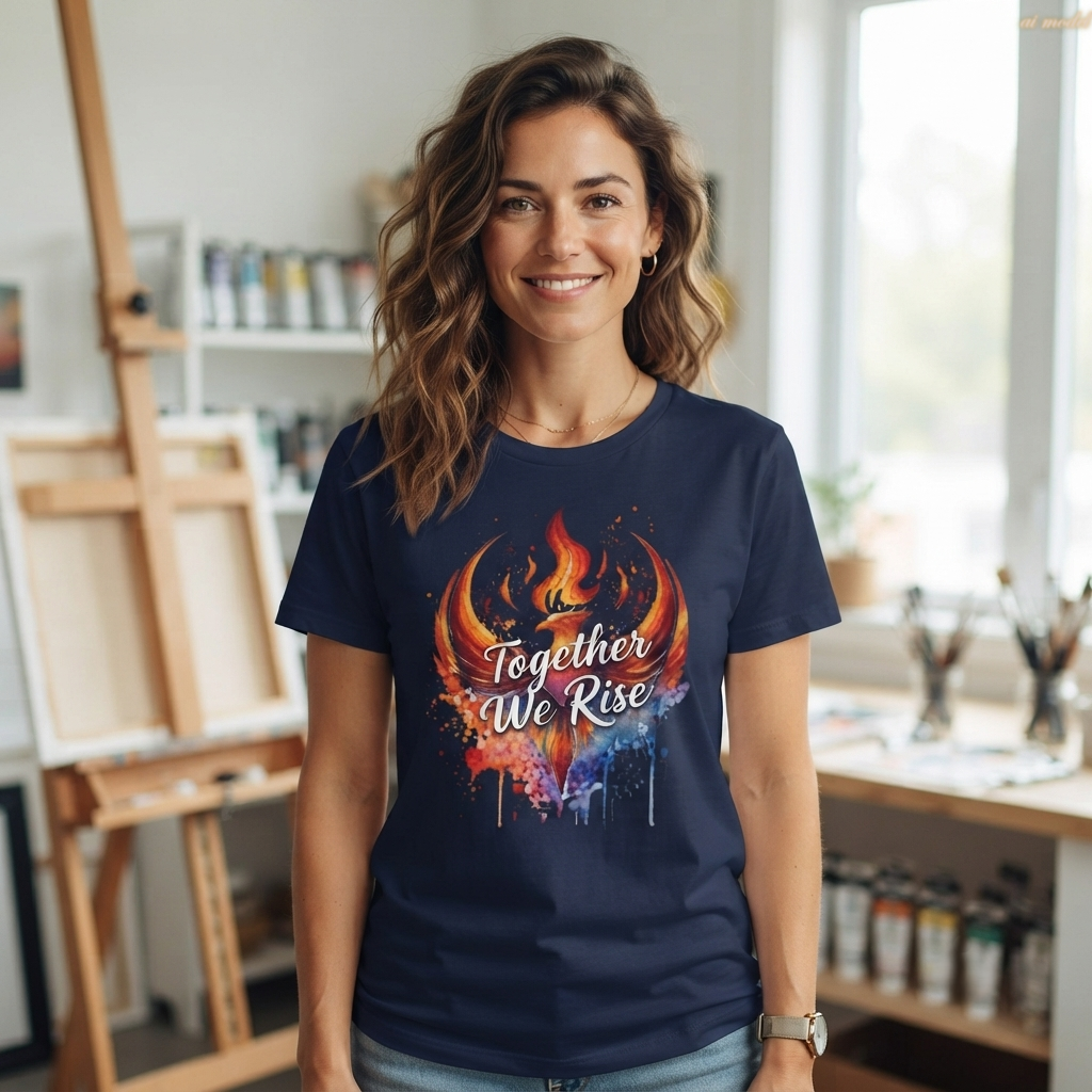 Phoenix Watercolor 'Together We Rise' T-Shirt | Inspirational Flame Design | Activist Tee
