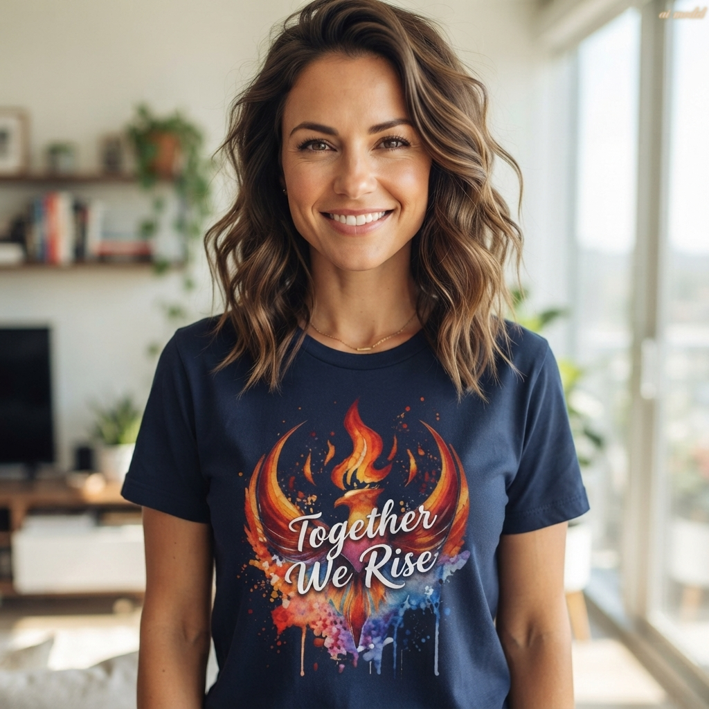 Phoenix Watercolor 'Together We Rise' T-Shirt | Inspirational Flame Design | Activist Tee