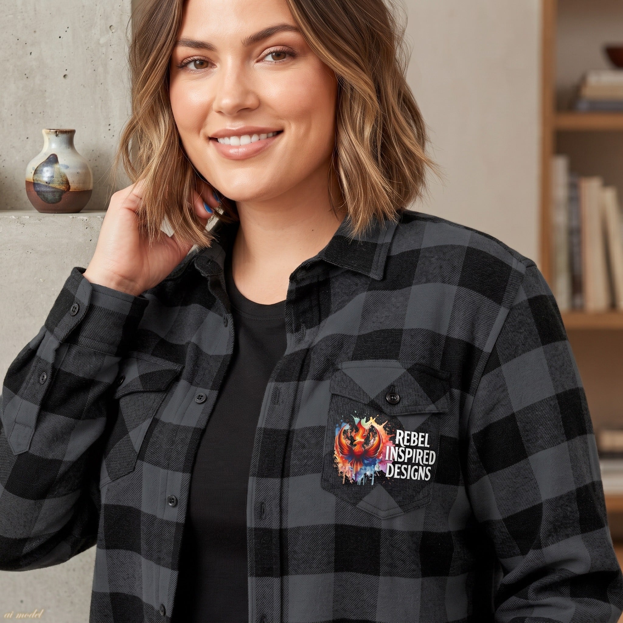 Together We Rise Flannel Shirt | Two-Sided Inspirational Buffalo Check Button-Up